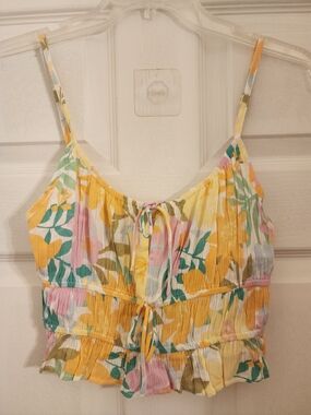 Billabong Yellow Pink & Green Floral Smocked Camisole
